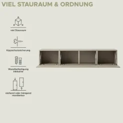 OTTO home Lowboard »SPIAGGIA, 3-teiliges Set, Breite 180cm, stehend & hängend montierbar« TV-Möbel, TV-Schrank, TV-Lowboard, Mediaboard
