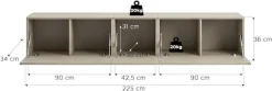 OTTO home Lowboard »SPIAGGIA, 3-teiliges Set, Breite 225cm, stehend & hängend montierbar« TV-Möbel, TV-Schrank, TV-Lowboard, Mediaboard