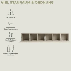 OTTO home Lowboard »SPIAGGIA, 4-teiliges Set, Breite 270cm, stehend & hängend montierbar« TV-Möbel, TV-Schrank, TV-Lowboard, Mediaboard