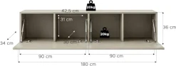 OTTO home Lowboard »SPIAGGIA, 2-teiliges Set, Breite 180cm, stehend & hängend montierbar« TV-Möbel, TV-Schrank, TV-Lowboard, Mediaboard