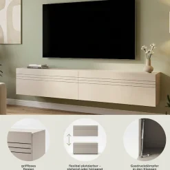OTTO home Lowboard »SPIAGGIA, 2-teiliges Set, Breite 180cm, stehend & hängend montierbar« TV-Möbel, TV-Schrank, TV-Lowboard, Mediaboard