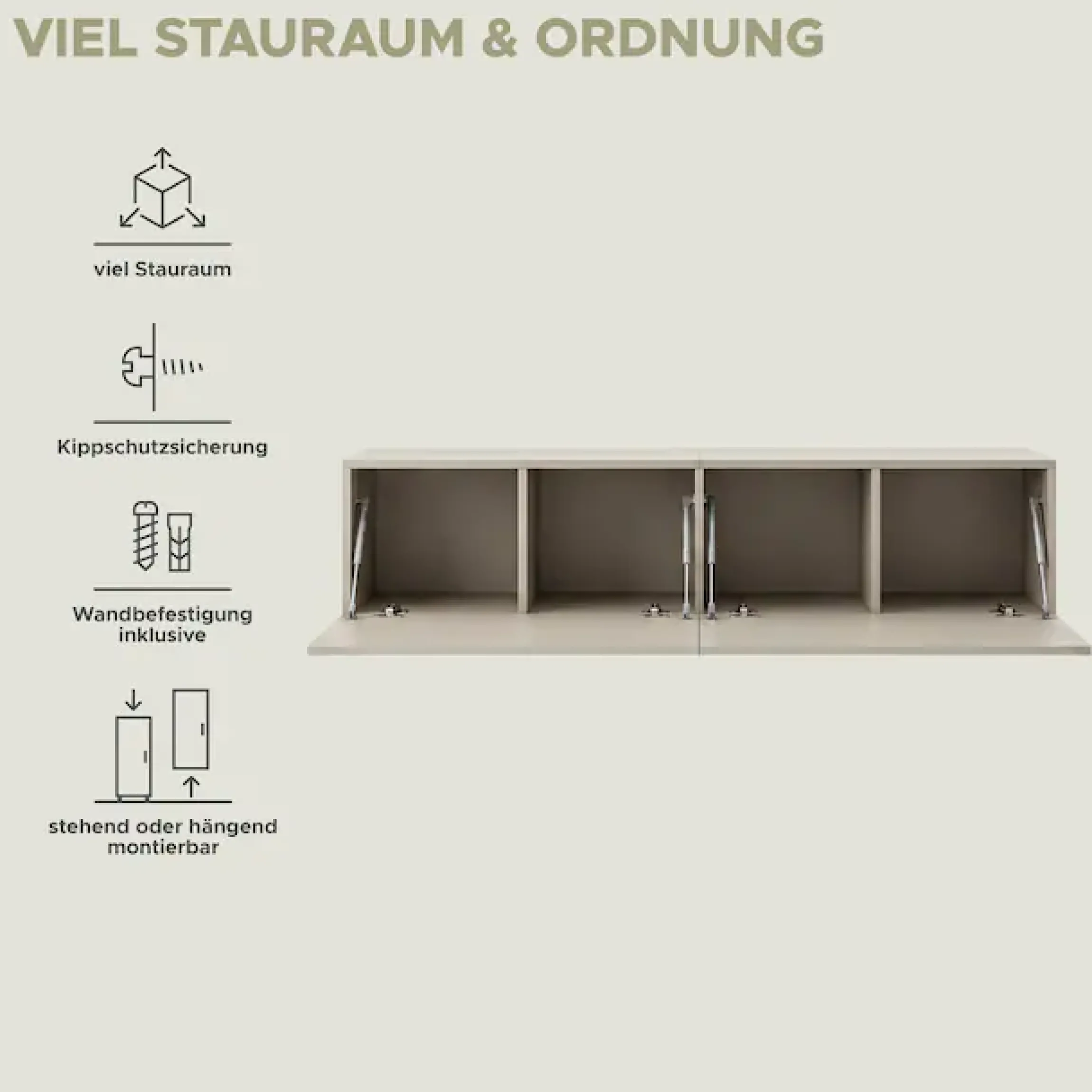 OTTO home Lowboard »SPIAGGIA, 2-teiliges Set, Breite 180cm, stehend & hängend montierbar« TV-Möbel, TV-Schrank, TV-Lowboard, Mediaboard