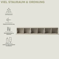 OTTO home Lowboard »SPIAGGIA, 3-teiliges Set, Breite 270cm, stehend & hängend montierbar« TV-Möbel, TV-Schrank, TV-Lowboard, Mediaboard