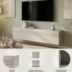 OTTO home Lowboard »SPIAGGIA, 2-teiliges Set, Breite 135cm, stehend & hängend montierbar« TV-Möbel, TV-Schrank, TV-Lowboard, Mediaboard