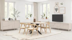 OTTO home Lowboard »Stone, 205 cm breit, 4 Türen, TV-Schrank, TV-Kommode, Medienboard« 3D-Design, Push-to-open, Innenraum großzügig, Füße 14/2 cm wählbar