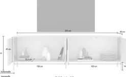 OTTO home Lowboard »Stone, 205 cm breit, 4 Türen, TV-Schrank, TV-Kommode, Medienboard« 3D-Design, Push-to-open, Innenraum großzügig, Füße 14/2 cm wählbar