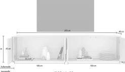 OTTO home Lowboard »Stone, 205 cm breit, 4 Türen, TV-Schrank, TV-Kommode, Medienboard« 3D-Design, Push-to-open, Innenraum großzügig, Füße 14/2 cm wählbar