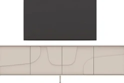 OTTO home Lowboard »Stone, 205 cm breit, 4 Türen, TV-Schrank, TV-Kommode, Medienboard« 3D-Design, Push-to-open, Innenraum großzügig, Füße 14/2 cm wählbar