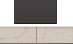 OTTO home Lowboard »Stone, 205 cm breit, 4 Türen, TV-Schrank, TV-Kommode, Medienboard« 3D-Design, Push-to-open, Innenraum großzügig, Füße 14/2 cm wählbar
