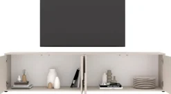 OTTO home Lowboard »Stone, 205 cm breit, 4 Türen, TV-Schrank, TV-Kommode, Medienboard« 3D-Design, Push-to-open, Innenraum großzügig, Füße 14/2 cm wählbar