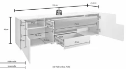 OTTO home Lowboard »Toledo,Breite 159cm, trendige TV-Schrank mit dekorative Fräsungen« TV-Board ohne Beleuchtung, TV-Kommode mit viel Stauraum