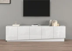 OTTO home Lowboard »VELA, Höhe 60 cm, Breite 225 cm,Design mit schrägen Türen« 1 Stk. tlg. Made in Italy, Hochglanz lackierte Fronten, TV-Board, TV-Kommode