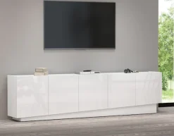 OTTO home Lowboard »VELA, Höhe 60 cm, Breite 225 cm,Design mit schrägen Türen« 1 Stk. tlg. Made in Italy, Hochglanz lackierte Fronten, TV-Board, TV-Kommode