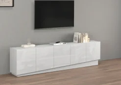 OTTO home Lowboard »VELA, Höhe 60 cm, Breite 225 cm,Design mit schrägen Türen« 1 Stk. tlg. Made in Italy, Hochglanz lackierte Fronten, TV-Board, TV-Kommode