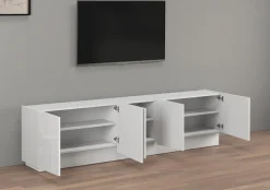 OTTO home Lowboard »VELA, Höhe 60 cm, Breite 225 cm,Design mit schrägen Türen« 1 Stk. tlg. Made in Italy, Hochglanz lackierte Fronten, TV-Board, TV-Kommode