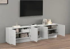 OTTO home Lowboard »VELA, Höhe 60 cm, Breite 225 cm,Design mit schrägen Türen« 1 Stk. tlg. Made in Italy, Hochglanz lackierte Fronten, TV-Board, TV-Kommode
