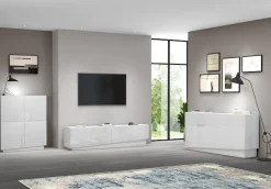 OTTO home Lowboard »VELA, Höhe 60 cm, Breite 225 cm,Design mit schrägen Türen« 1 Stk. tlg. Made in Italy, Hochglanz lackierte Fronten, TV-Board, TV-Kommode