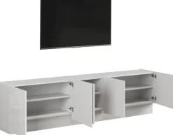 OTTO home Lowboard »VELA, Höhe 60 cm, Breite 225 cm,Design mit schrägen Türen« 1 Stk. tlg. Made in Italy, Hochglanz lackierte Fronten, TV-Board, TV-Kommode