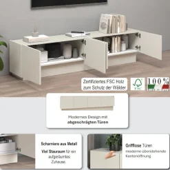 OTTO home Lowboard »VELA, Lowboard, Breite 180 cm, Design mit schrägen Türen,Made in Italy« 1 Stk. tlg. Made in Italy, Maße-B/T/H: 180x35x45, Lowboard, TV-Board, TV-Kommode