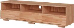 OTTO home Lowboard »VETRO Teilmassiv, Fronten Massivholz, Wohnzimmer, Stauraum,Griffmulde« B/T/H:150/40/40 cm, 3 Schubladen, 3 offene Fächer, kabeldurchführung