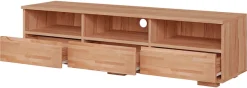 OTTO home Lowboard »VETRO Teilmassiv, Fronten Massivholz, Wohnzimmer, Stauraum,Griffmulde« B/T/H:150/40/40 cm, 3 Schubladen, 3 offene Fächer, kabeldurchführung