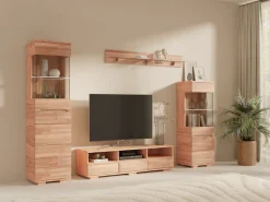 OTTO home Lowboard »VETRO Teilmassiv, Fronten Massivholz, Wohnzimmer, Stauraum,Griffmulde« B/T/H:150/40/40 cm, 3 Schubladen, 3 offene Fächer, kabeldurchführung
