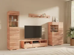 OTTO home Lowboard »VETRO Teilmassiv, Fronten Massivholz, Wohnzimmer, Stauraum,Griffmulde« B/T/H:150/40/40 cm, 3 Schubladen, 3 offene Fächer, kabeldurchführung