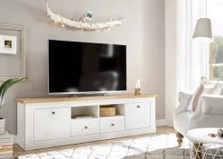 OTTO home Lowboard »Westminster, TV-Unterteil im Landhausstil, Kommode, TV-Schrank« Metallgriffe, viel Stauraum, in 2 Farben & drei Größen erhältlich
