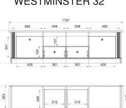 OTTO home Lowboard »Westminster, TV-Unterteil im Landhausstil, Kommode, TV-Schrank« Metallgriffe, viel Stauraum, in 2 Farben & drei Größen erhältlich