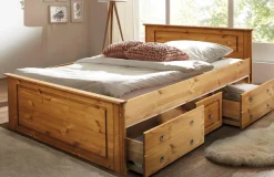 OTTO home Massivholzbett »Hugo, FSC® zertifiziert, Landhausstil, zeitlos und edel« auch als Super Sparset inklusive Schubkästen,Stauraumbett, extra belastbar, Made in EU, viele Breiten