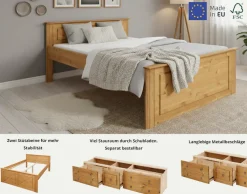 OTTO home Massivholzbett »Hugo, FSC® zertifiziert, Landhausstil, zeitlos und edel« auch als Super Sparset inklusive Schubkästen,Stauraumbett, extra belastbar, Made in EU, viele Breiten