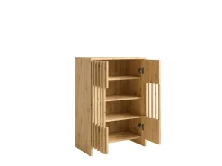 OTTO home Mehrzweckschrank »MURET, multifunktionale Kommode, 4 Fächer und 2 Türen, Lamellenfronten« Maße B/T/H: 60/35,4/87 cm,Kommode mit viel Stauraum, Maße B/T/H: 60/35,4/87 cm