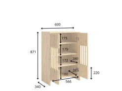 OTTO home Mehrzweckschrank »MURET, multifunktionale Kommode, 4 Fächer und 2 Türen, Lamellenfronten« Maße B/T/H: 60/35,4/87 cm,Kommode mit viel Stauraum, Maße B/T/H: 60/35,4/87 cm