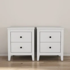 OTTO home Nachtkommode »Borkum Sideboard Anrichte mit 6 Schubladen Landhaus weiß« Set, 2 Schränke im Set, schwarze Griffe aus Metall,Nachttisch Set mit je 2 Schubladen , Beistelltisch