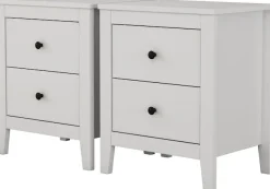 OTTO home Nachtkommode »Borkum Sideboard Anrichte mit 6 Schubladen Landhaus weiß« Set, 2 Schränke im Set, schwarze Griffe aus Metall,Nachttisch Set mit je 2 Schubladen , Beistelltisch