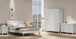 OTTO home Nachtkommode »Borkum Sideboard Anrichte mit 6 Schubladen Landhaus weiß« Set, 2 Schränke im Set, schwarze Griffe aus Metall,Nachttisch Set mit je 2 Schubladen , Beistelltisch