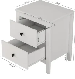 OTTO home Nachtkommode »Borkum Sideboard Anrichte mit 6 Schubladen Landhaus weiß« Set, 2 Schränke im Set, schwarze Griffe aus Metall,Nachttisch Set mit je 2 Schubladen , Beistelltisch