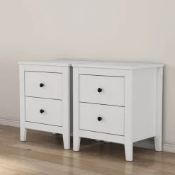 OTTO home Nachtkommode »Borkum Sideboard Anrichte mit 6 Schubladen Landhaus weiß« Set, 2 Schränke im Set, schwarze Griffe aus Metall,Nachttisch Set mit je 2 Schubladen , Beistelltisch