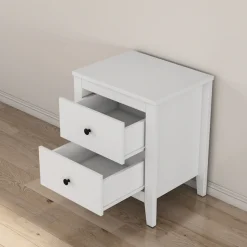 OTTO home Nachtkommode »Borkum Sideboard Anrichte mit 6 Schubladen Landhaus weiß« Set, 2 Schränke im Set, schwarze Griffe aus Metall,Nachttisch Set mit je 2 Schubladen , Beistelltisch