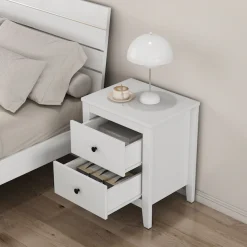 OTTO home Nachtkommode »Borkum Sideboard Anrichte mit 6 Schubladen Landhaus weiß« Set, 2 Schränke im Set, schwarze Griffe aus Metall,Nachttisch Set mit je 2 Schubladen , Beistelltisch