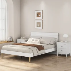 OTTO home Nachtkommode »Borkum Sideboard Anrichte mit 6 Schubladen Landhaus weiß« Set, 2 Schränke im Set, schwarze Griffe aus Metall,Nachttisch Set mit je 2 Schubladen , Beistelltisch