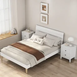 OTTO home Nachtkommode »Borkum Sideboard Anrichte mit 6 Schubladen Landhaus weiß« Set, 2 Schränke im Set, schwarze Griffe aus Metall,Nachttisch Set mit je 2 Schubladen , Beistelltisch