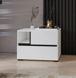 OTTO home Nachtkommode »Cross, moderner griffloser Nachtschrank« Nachttisch, Nachtkonsole mit 2 Schubladen