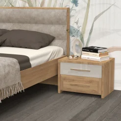 OTTO home Nachtkommode »Gala, beige hochglänzend UV lackiert und melaminbeschichtet, kratzfest« Soft-Close Funktion, Maße: B/T/H 57/41/41cm,mit 2 Schubladen, klassische Rahmenoptik, FSC-zertifiziert