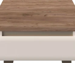 OTTO home Nachtkommode »Invictus, UV lackiert (matt), mit Soft-Close-Funktion, grifflos« Trendfarbe cashmere kombiniert mit Eicheoptik,2 Schubladen, 60/45/45cm (B/T/H), FSC-zertifiziert