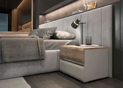 OTTO home Nachtkommode »Invictus, UV lackiert (matt), mit Soft-Close-Funktion, grifflos« Trendfarbe cashmere kombiniert mit Eicheoptik,2 Schubladen, 60/45/45cm (B/T/H), FSC-zertifiziert