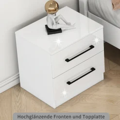 OTTO home Nachtkommode »Sylt Schlafzimmerschrank Garderobe Schrank hochglanz« Spar-Set, modernes Hochglanz Nachtschrank Set (2 Stück) Stilvolles Design, 2 Stk. tlg. Nachttisch Bestseller Beistelltisch Kommode
