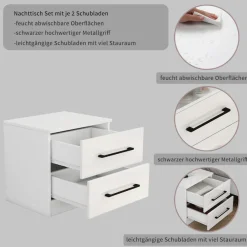 OTTO home Nachtkommode »Sylt Schlafzimmerschrank Garderobe Schrank hochglanz« Spar-Set, modernes Hochglanz Nachtschrank Set (2 Stück) Stilvolles Design, 2 Stk. tlg. Nachttisch Bestseller Beistelltisch Kommode