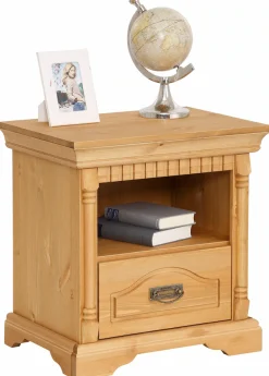 OTTO home Nachtkonsole »Graz« aus massiver Kiefer, mit aufwendigen Details, Breite: 55 cm
