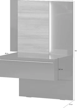 OTTO home Nachtkonsole »Onyx, Nachttisch mit 1 Schublade, hochwertige UV Lackierung Hochglanz« Inklusive LED Beleuchtung,mit Soft-Close-Funktion, Maße (B/T/H) 56/41/92cm